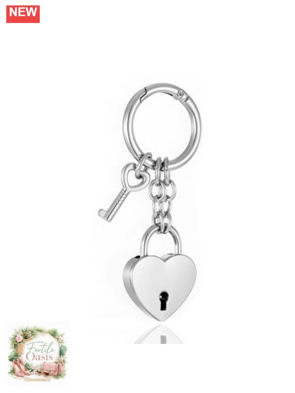 Heart Star Shaped Padlock Bag Charms with Key, Stainless Steel Keychain